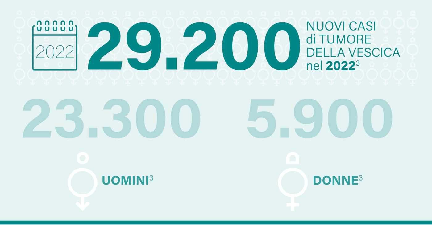 29.200 nuovi casi di tumore della vescica nel 2022 - ( 23.300 uomini, 5.900 donne)